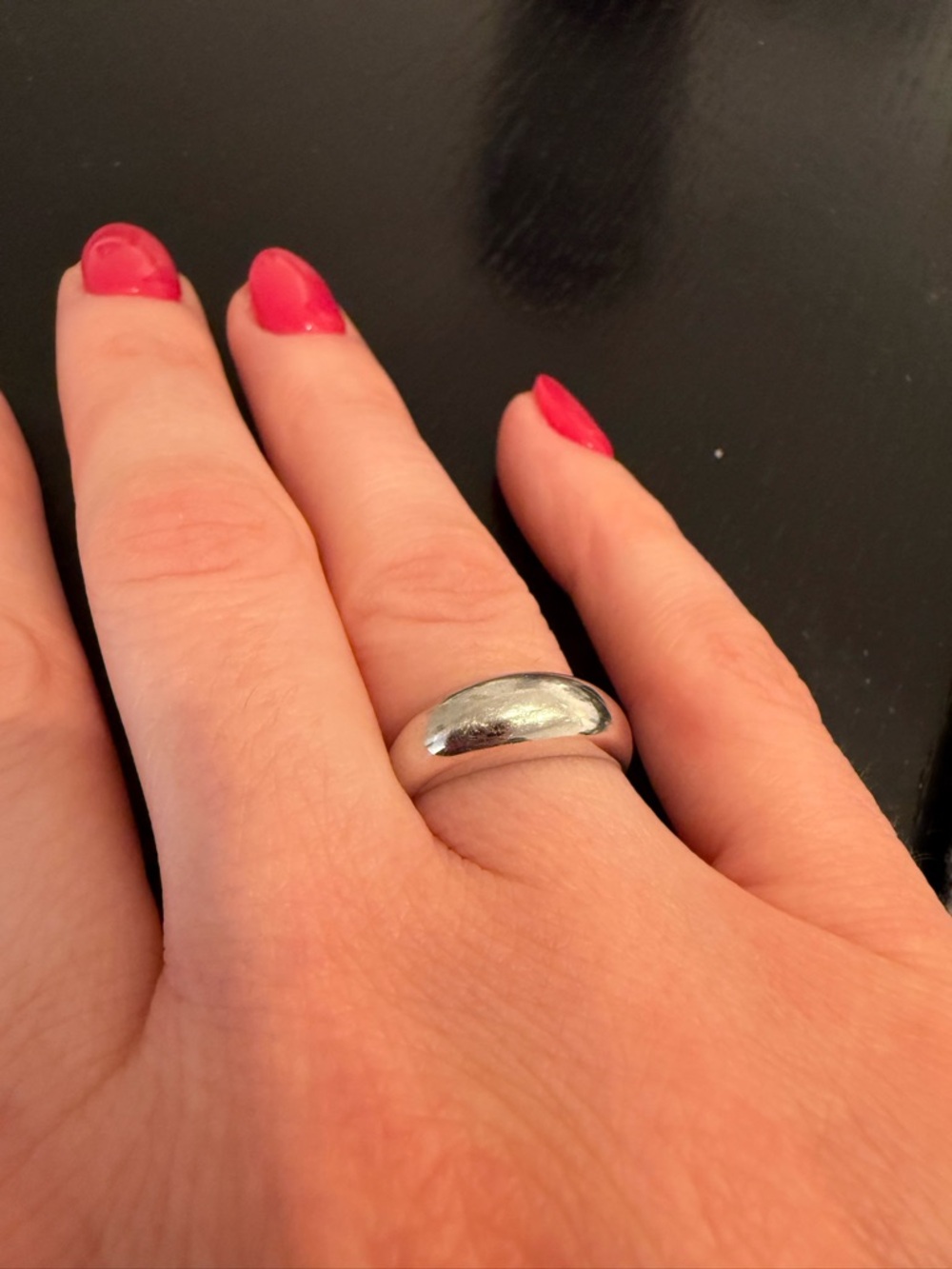 Mejuri White Gold Thin Dome Ring - Picture 4 of 5